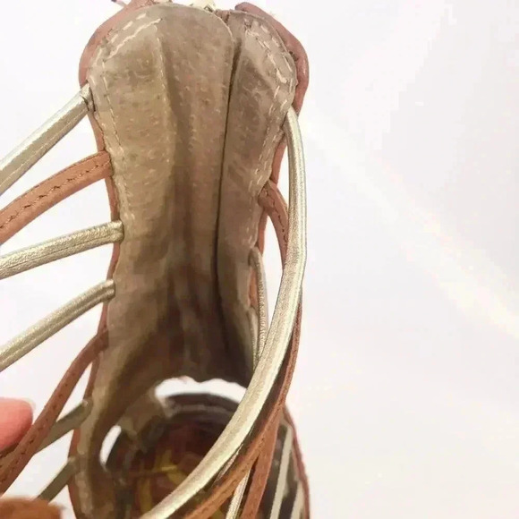 Sam Edelman Kamille Gladiator Strappy Sandals Brown and Gold Women's Size 6.5 - Picture 9 of 14